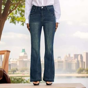 2024 Jeans Kadın Yüksek Belli Mikro Alevli Pantolon Elastik Sıkı Uygun ve Delikli Kot Pantolon