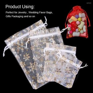 Gift Wrap 50pcs/lot Small Organza Bags Candy Jewelry Packaging Wedding Decoration Christmas Bag Pouches 7x9 9x12 10x15 13x18CM