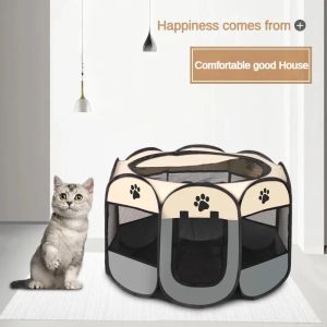 Barraca de estimação dobrável Pet Grip Durável Casa Oxford Pano Octogonal Cerca portátil Portátil Cagas de cães pequenas gaiolas gatos canil cachorro canil