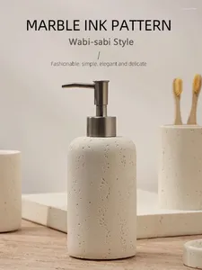 Liquid Soap Dispenser AhunderJiaz Wabi-Sabi Style Push Bottle Marble Shower Gel Light Luxury Bathroom Tabletop Decoration Home Decor