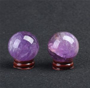 HJT كاملة 2pcs الجمشت الطبيعية الأحجار الكريمة كرة ballamethyst الشفاء لزخارف كريسماس المنزل الصغيرة كريستال 9824226