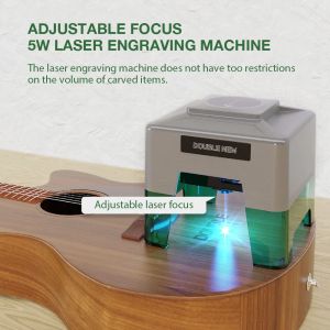 Doublenew Variable Focus Laser Carving Machine para Glass 5W Mini CutterLaser Gravador compatível com Mac/iOS/Android/Windows