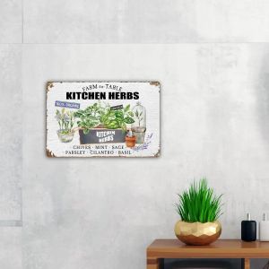 Funny Kitchen Herbs Farm to Table Metal Tin Sign Wall Decor Herbs Art Sign for Home Decor Gifts