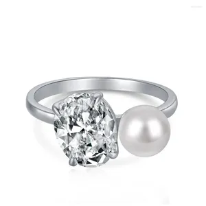 Cluster Rings S925 Silver Ring Women's Design Sense Small And Elegant Ladies Temperament Pearl Zircon Jewelry