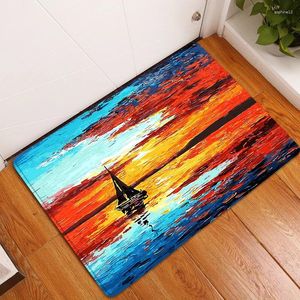 Bath Mats Art Oil Painting Floor Mat Home Bedroom Livingroom Bathroom Large Area Rugs Decoration Idyllic Printed Doormat Hallway Carpets