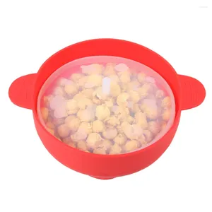 Ciotole silicone rosso popcorn ciotola forno a microonde secchio piegato creativo resistente ad alta temperatura coperto