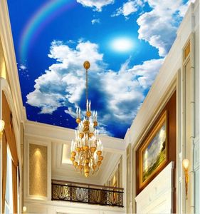 Soffitto 3d personalizzato 3d blu nuvole bianche nuvole sole stelle arcobaleno carta da parati cielo per soffitti 3d carta da parati soggiorno sfondi soffitto 3204145