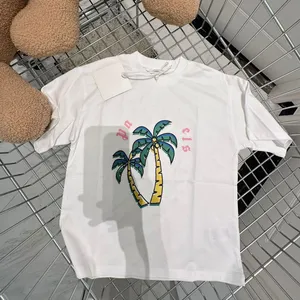 PA LM T-shirt de designer infantil de crianças pura algodão curto moda meninos meninas camiseta clássica impressão de roupas de criança redonda pescoço top sumum csd2404094-8