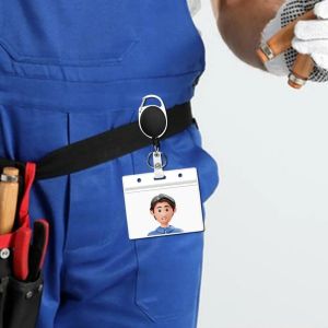 Arbeitspasskarte Hochleistungsverzögerbare ID -Abzeichenhalter mit Clip Lanyard vertikaler Namen Tag Reel für Amt für Profis