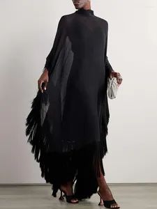 فساتين غير رسمية Uoozee للسيدات الأسود الفستان 2024 ربيع الصيف Batwing الأكمام الأزياء