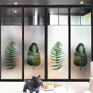 Window Stickers Nordic Plants Frosted Glass Living Room Chinese Transparent Light Opaque Bedroom Decorative Film