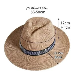 Wide Brim Straw Hat Leisure Summer Cap Fedora Travel Leisure Sun Hat for Women Men Simple Style Sombreros Para Mujer Para El Sol