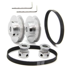 Ruota sincrona da 1/2SET GT2 60 Denti 20 denti da 8 mm 5 mm Larghezza del foro da 6 mm Pulley di tempo in alluminio con cinghia da 200 mm con chiave