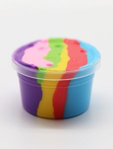 Plastik Kil Gökkuşağı Puf Saldırım ve Borax Toys Çocuklar Stres Rahatlama Renkli Pamuk Kil DIY Renk Toys1354985
