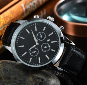Classic fashion men watch low genuine leather mens watches three subdials decoration male quartz wristwatch business design6604245