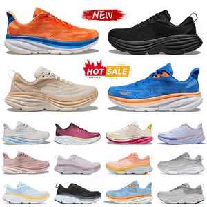 Sapatos Hokah One Bondi 8 Clifton Runner Sneakers Hokka Clifton 8 Carbon x 2 Shadow Hok White Harbor Lunar Rock Women Mens treinadores Samber Yellow