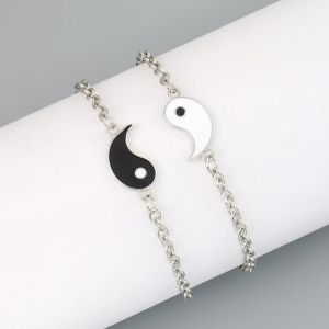 Pulseiras de amizade que combinam casais shuangpin para yin yang amantes de relacionamento de longa distância