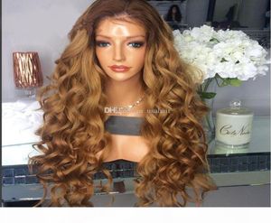 Teil zwei Ton 4 27 Loose Wavy Full Spitzen menschliches Haar Perücken glühlose Spitzen -Vorderperücken Ombre menschliches Haar Perücken 2632625