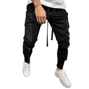 Mens Pants Erkekler Fermuar Saf Tahiller Sıradan Cep Sporu İş Pantolon Pantalonları Hombre Street Giyim Joggers Hip Hop Sweatpants Drop Deli Dhdkv