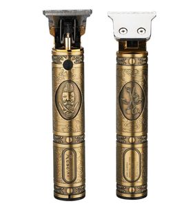 Gold Electric Men Trimmer USB RECHARGEABLE Retro Oil Head Clipper T9 Professional Beard Cutter With Combs9976543