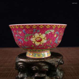 Dekorativa figurer Delikat kinesisk famille rose porslin emalj Färgglad skål målad med blommor nr 1