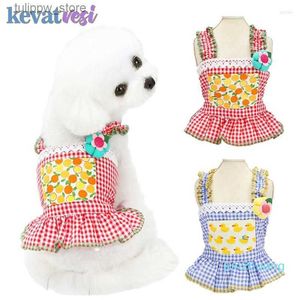 Dog Apparel Dog Apparel Summer Dress Cute Flower Vest Skirt For Small 96 Plaid Lace Skirts Wedding Princess Puppy Come Spring Pet Clothes L46