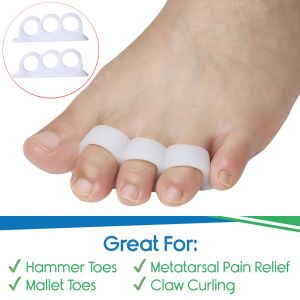 Pexmen 2pcs Hammertoe Corrector Gel Toe piastro con 3 anelli separatori riallinea piegata piegata artigli e martello di punta di martello