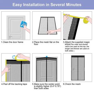 Cortinas de redes anti -mosquitos para portas verão anti -mosca inseto magnético tela de fechamento automático de cortina de porta magnética forte