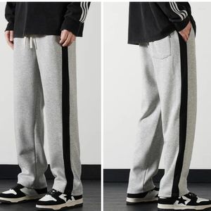 Herrenhosen Straight Mopp Wide Leg Sport Pant lässig Cotton Spleißen lose Außenpolster hochwertige Hosen