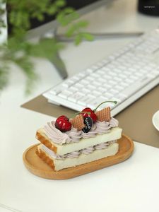 Flores decorativas Sweetgo Artificial Fruit Cream Sandwich Cake Model