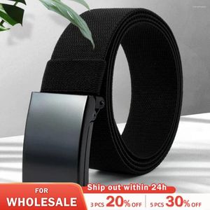 Gürtel der Männer der Frauen Unisex Baumwolle Canvas Stoff Gurtband Black Schnalle Gurt