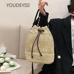 Bolsas de ombro YouDeyisi Paper corda Saco feminina: Boleteira de grande capacidade Praia de um ombro casual tecido casual