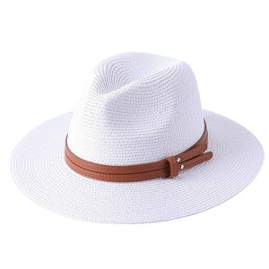 Panama Soft Shaped Straw Hat Summer Women Men Wide Brim Beach Sun Cap UV Protection Fedora Chapeu Feminino 240409