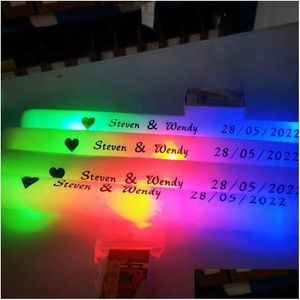 Inne imprezy imprezowe zapasy LED Glow Sticks Ploam Zastosowane spersonalizowane błyskawiczne światło różdżki w ciemnym ślubie 230421 DH1S4