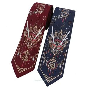 Original JKDK TIE CHINES LOONG FU YEARS DRAGON TEMA SHIRT MIRFERNIC MEN KVINNER AITACHERS LOVERS TIE240409