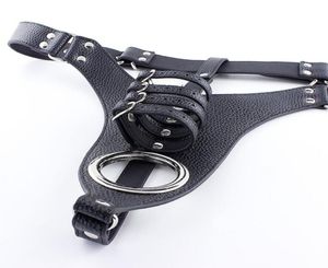 Nuovo imbracatura in pelle Fetistica maschio usura pantaloni Penis Bondage Restringe Slave costumi di sesso bdsm per uomini biancheria intima senza cavallo1368110