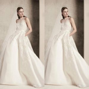 Elie Saab 2024 Brautkleider maßgeschneiderte Spitzen Applikationen Strand Brautkleider Satin Luxus A-Line Hochzeitskleid