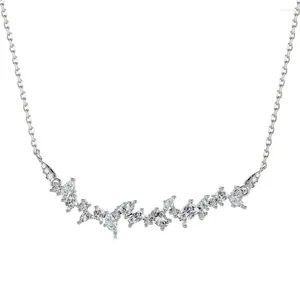 Catene giapponese e coreana Luce di lusso S925 Pure Silver Collana Multi geometria zircone irregolare