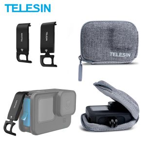 Telecamere Telesin Mini Storage Borse per Hero 10 9 Mezzo Open Quick Release Borse 2pcs Cover per batteria per GoPro Hero 9 10 Accessori neri