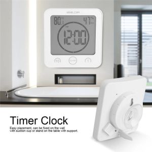 LCD bathroom watch digital waterproof shower clock timer temperature and humidity wall shower clock kitchen timer