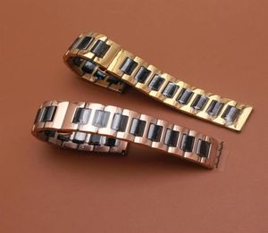 Färgglada Watchband Mixed Black and Gold Rosegold Watch Band Rand Armband Fashion Polished Ceramic Watches Accessories for Gear S4482445