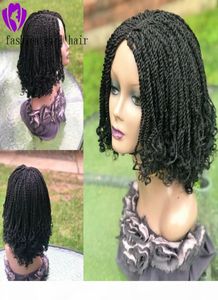 Handtied black brown Blonde Braided Lace Wig short curly braids lace front wig synthetic hair new bob box braids wig for black wom4752195
