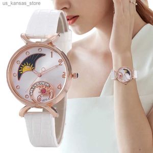 Orologi da polso Elegante luna con diamanti ES Women Fashion Luxury Quarzs Polveri Casual Female Creative Montre Femme240409