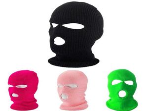 Winter Warm Full Face Cover Motorcycle Ski Mask Hat 3 Holes Balaclava Army Tactical Windproof Knit Beanies Hat Running Caps9637266