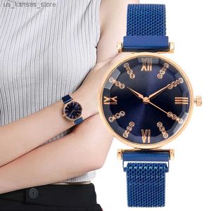 Armbandsur Luxury Roman Diamond Ladies Branded Quartz Fashion Magnetic Clasp Rostfritt stål 2023 Kvinnor Dress Clock ES240409