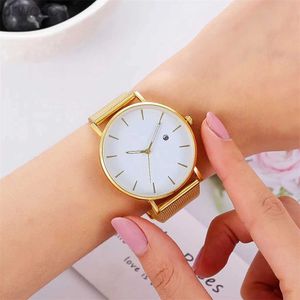 Женские часы Ladies Fashion Luxury Gold Color Quartz. Начаты на брачные часы Женщина из нержавеющей стали сетчатые часы для женщин цифровой магнит 240409