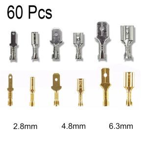 60Pcs Terminal Electrical Connectors 2.8/4.8/6.3mm Butt Splice Lug Terminals for Wire 12awg Crimp Cable Eletrico Car Accessories