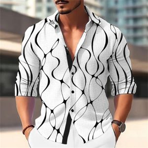 Herren -Hemdmuster Shirt 3D bedrucktes Hemd Outdoor Street Langarm Kunst abstraktes Schnallen Kleidung lässig und komfortabel