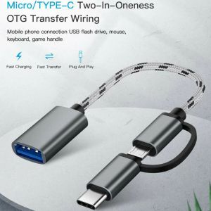 OTG Cavo Tipo C a USB Adattatore OTG Micro USB 3.0 2 in 1 Convertitore USB Type-C Pocket per telefono stampante Android