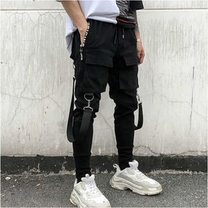 Neue heiße Seitentaschen Bleistifthosen Herren Hip Hop Patchwork Cargo gerissene Jogginghosen Joggerhosen Männliche Mode in voller Länge